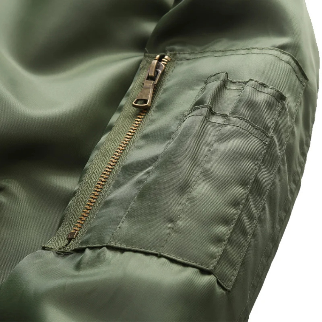 Men's Quilted Jacket - Stylish Bomber Jacket with Zipper
