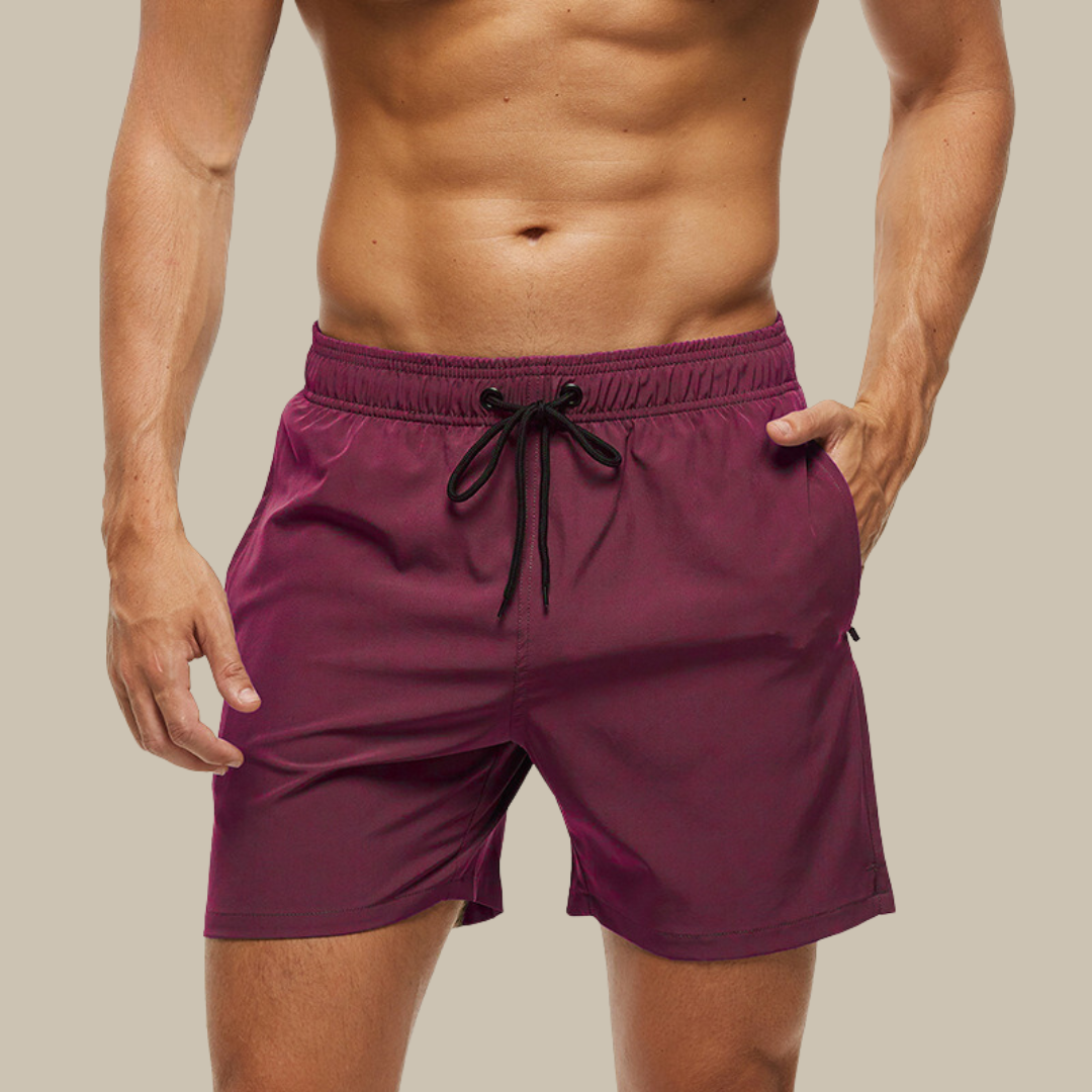 Men's Quick-Dry Drawstring Swimming Shorts with Stretch Comfort