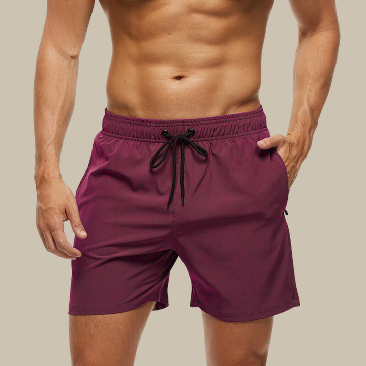Men's Quick-Dry Drawstring Swimming Shorts with Stretch Comfort