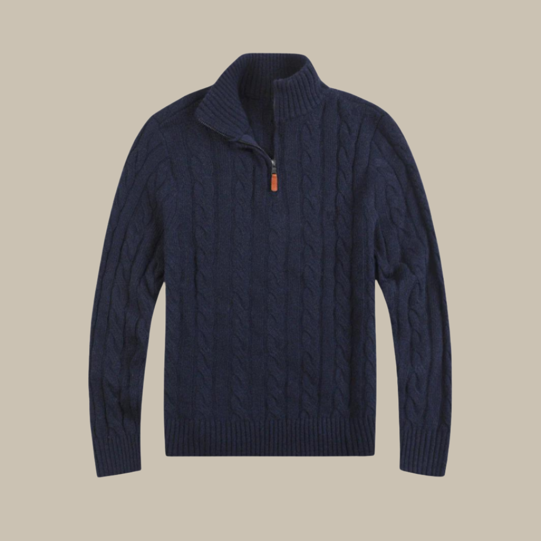 Broni Sweater | Stylish Soft Ribbed Men's Sweater with V-Neck and Zipper