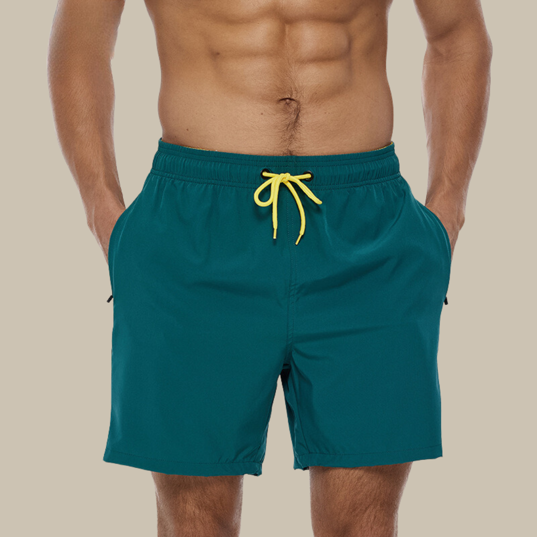 Men's Quick-Dry Drawstring Swimming Shorts with Stretch Comfort