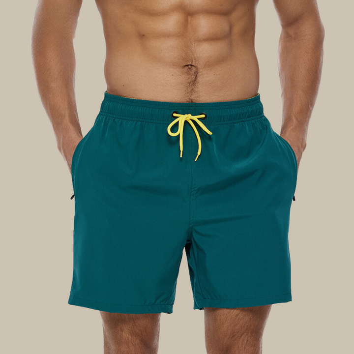 Men's Quick-Dry Drawstring Swimming Shorts with Stretch Comfort