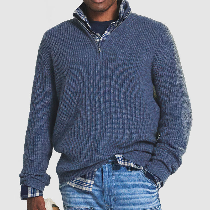 Men's Half-Zip Knitted Jumper – Smart Casual Autumn Sweater for Work & Everyday Wear