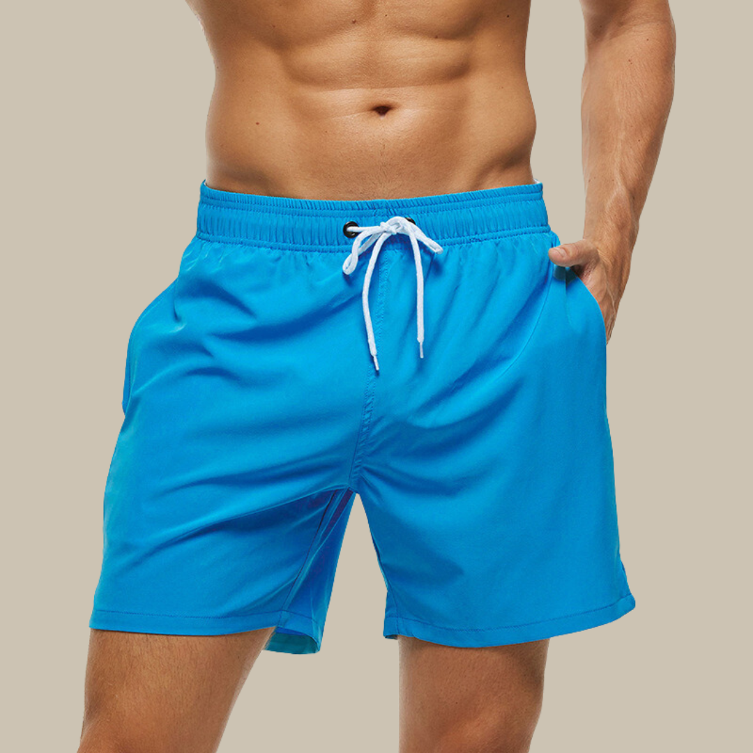 Men's Quick-Dry Drawstring Swimming Shorts with Stretch Comfort
