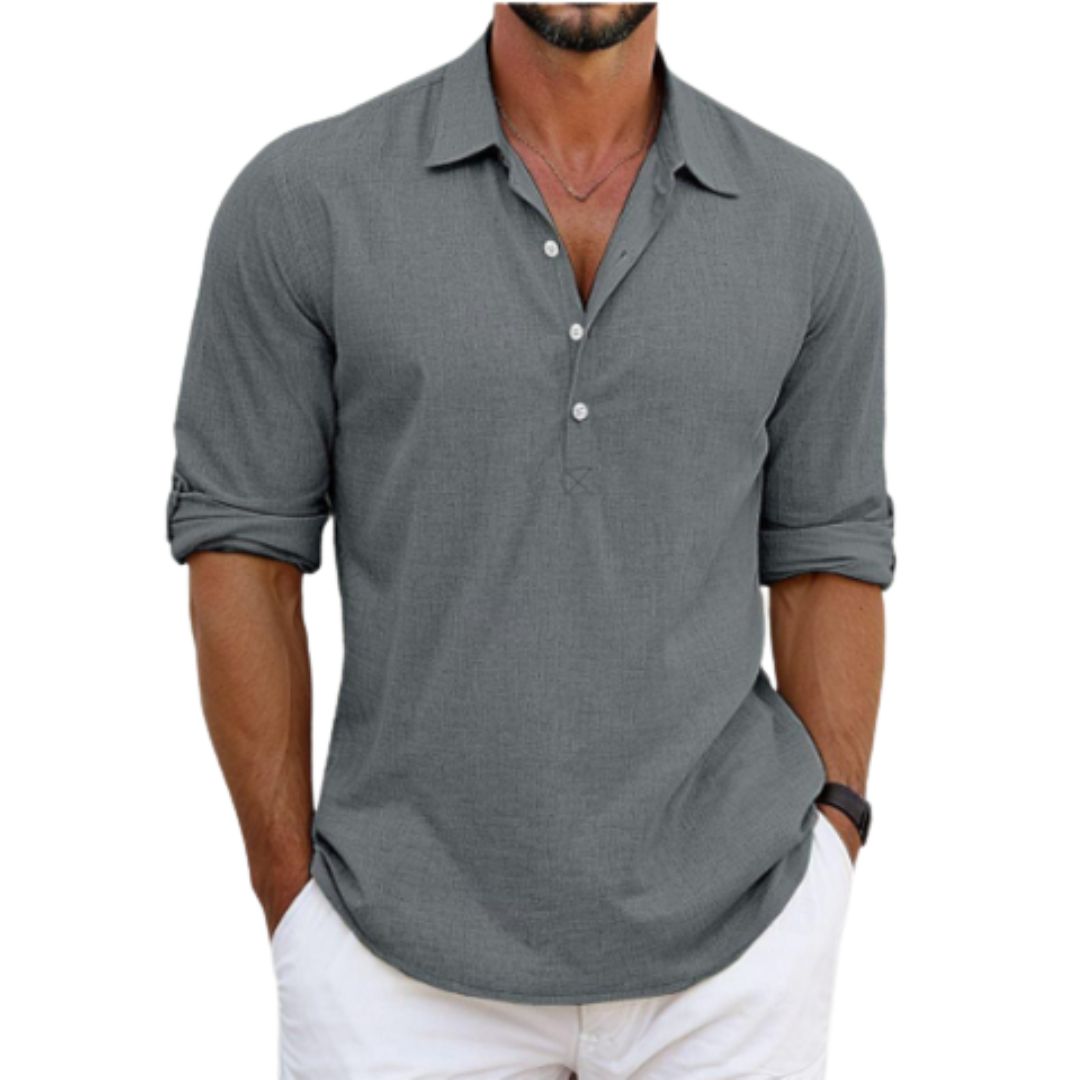 Men's Capri Shirt – Classic Linen Cotton Blend for Lightweight Summer Comfort