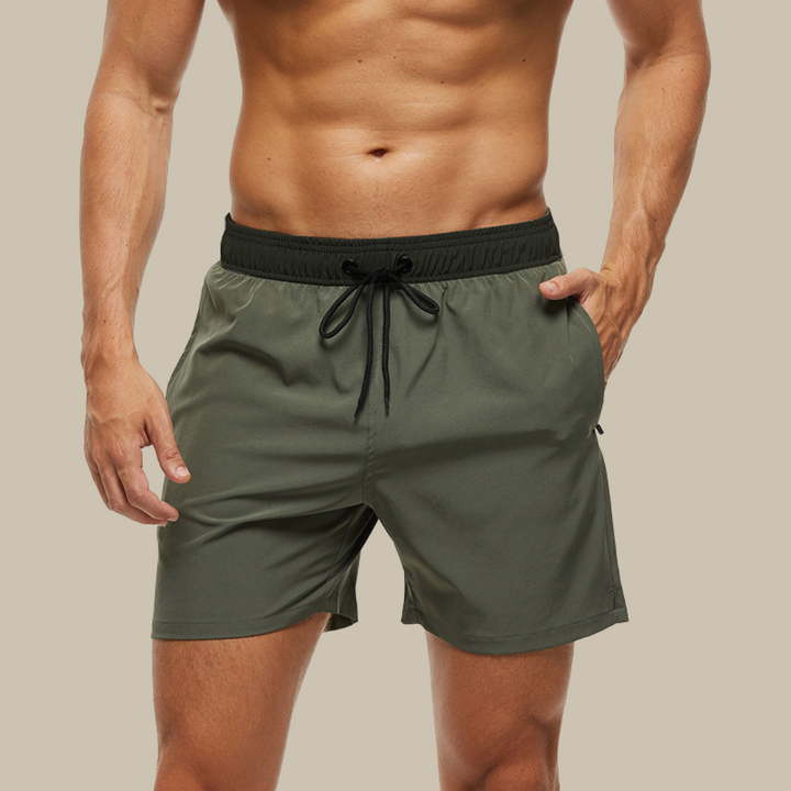 Men's Quick-Dry Drawstring Swimming Shorts with Stretch Comfort