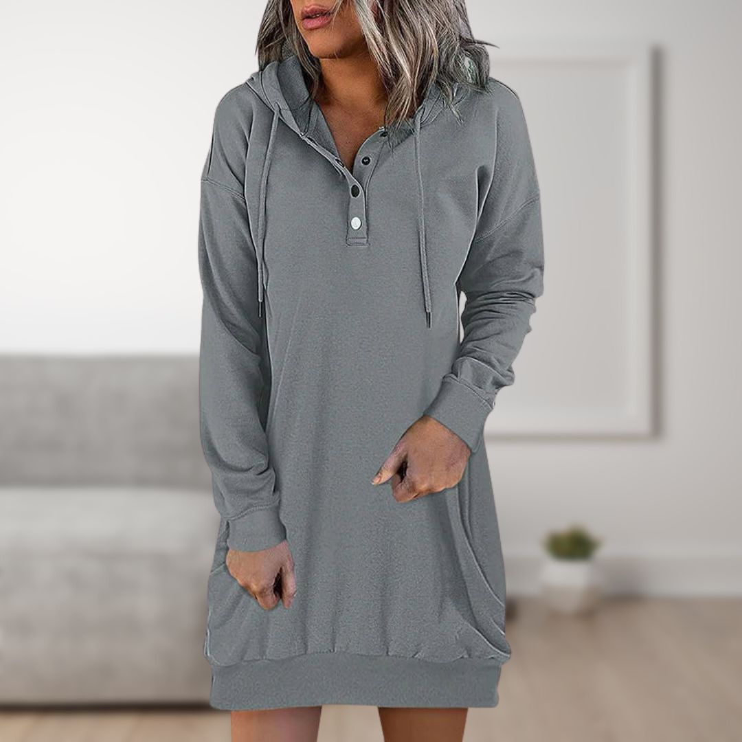 Cozy Fall/Winter Pullover Dress for Women - Lightweight Hoodie Dress