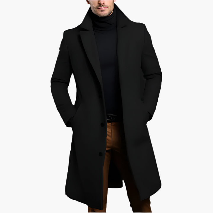 Men's Long Wool Coat – Waterproof Autumn Overcoat for Smart & Casual Wear