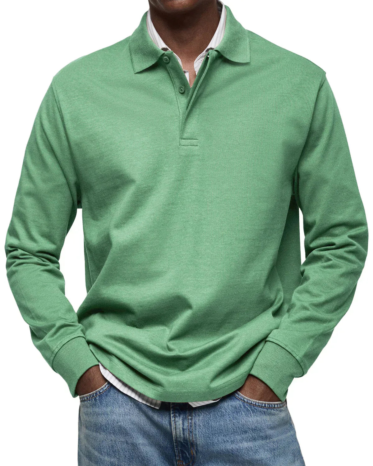 Men's Classic Long Sleeve Cotton Polo Shirt – Smart Casual Everyday Essential