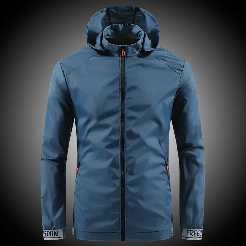 Men's Lightweight Mid-Season Windbreaker Jacket with Breathable Waterproof Design