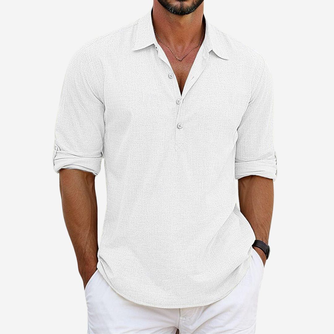 Men's Capri Shirt – Classic Linen Cotton Blend for Lightweight Summer Comfort