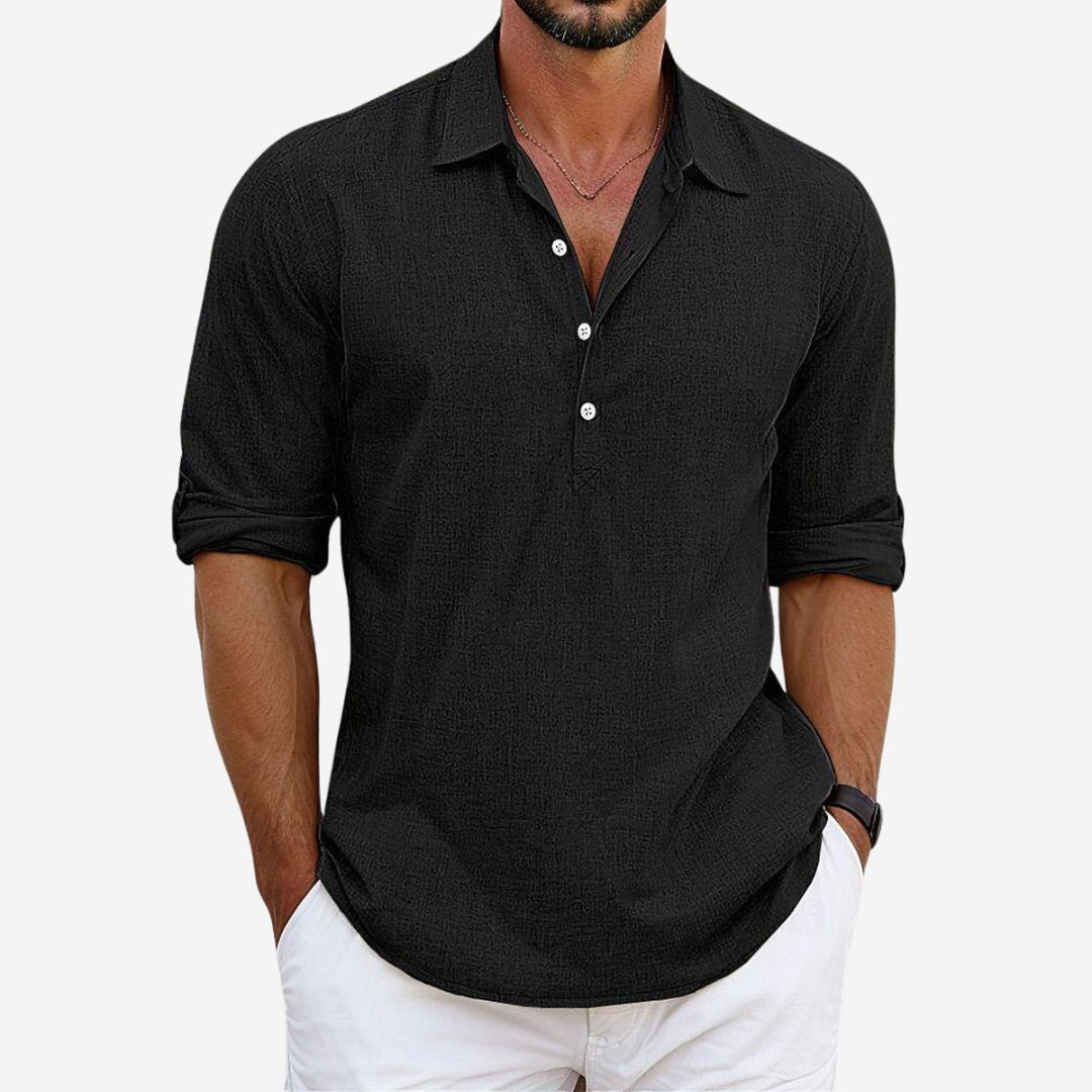 Men's Capri Shirt – Classic Linen Cotton Blend for Lightweight Summer Comfort