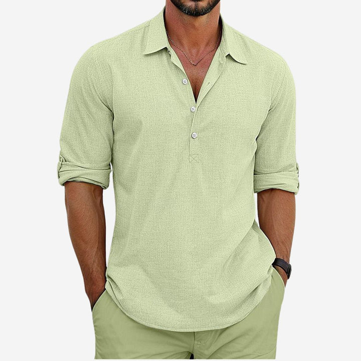 Men's Capri Shirt – Classic Linen Cotton Blend for Lightweight Summer Comfort