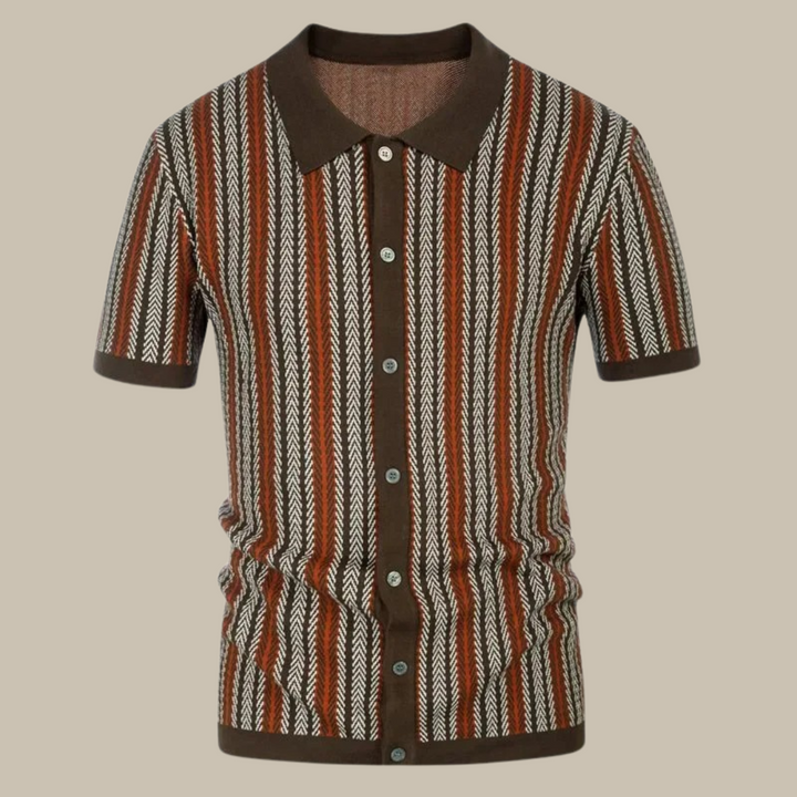 Men's Short Sleeve Shirts - Stylish Knitted Shirt with Collar