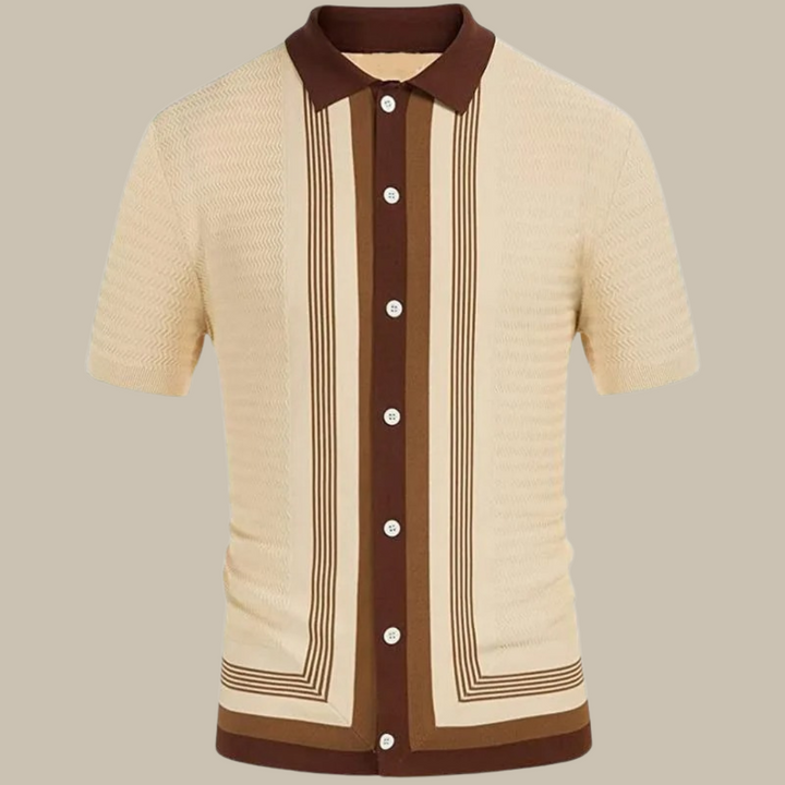 Men's Short Sleeve Shirts - Stylish Knitted Shirt with Collar