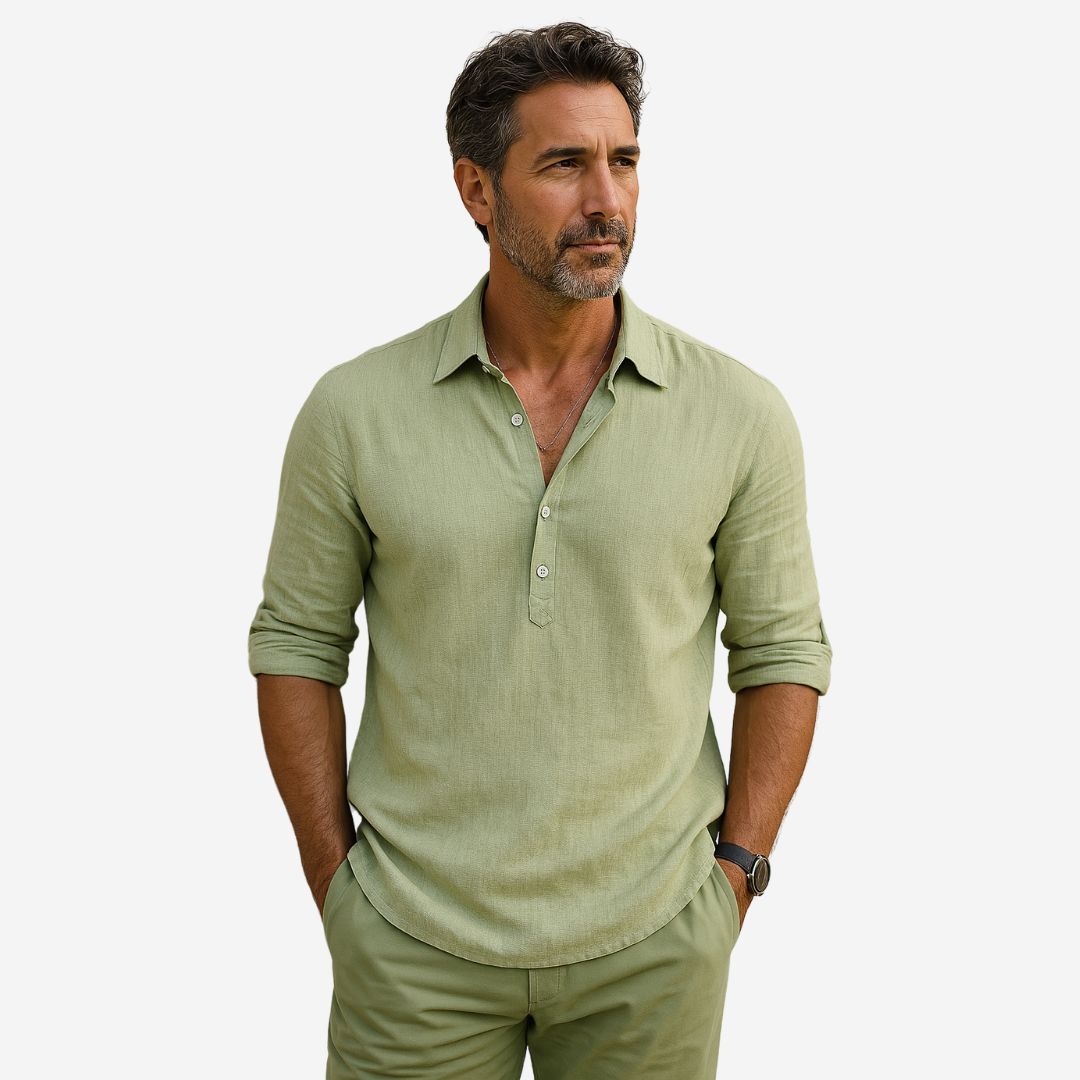 Men's Capri Shirt – Classic Linen Cotton Blend for Lightweight Summer Comfort