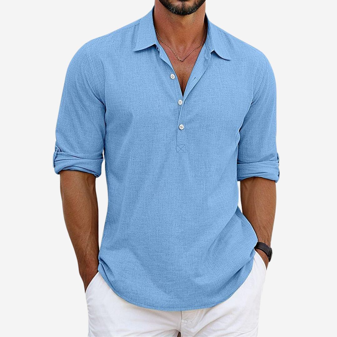Men's Capri Shirt – Classic Linen Cotton Blend for Lightweight Summer Comfort