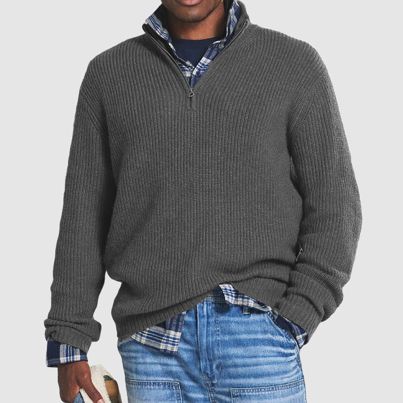 Men's Half-Zip Knitted Jumper – Smart Casual Autumn Sweater for Work & Everyday Wear