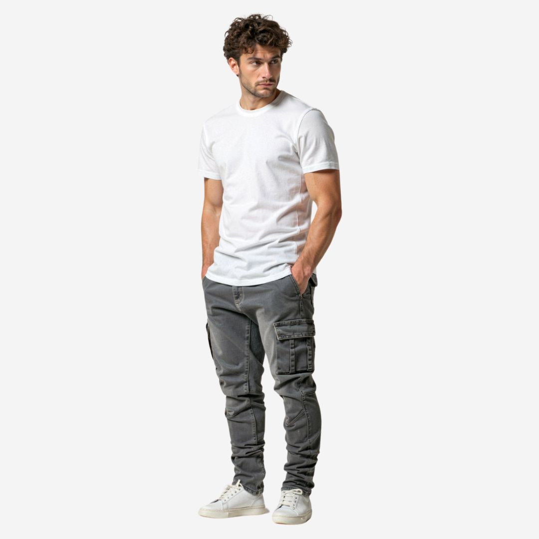 Men's Premium Stretch Cargo Jeans with Multiple Utility Pockets