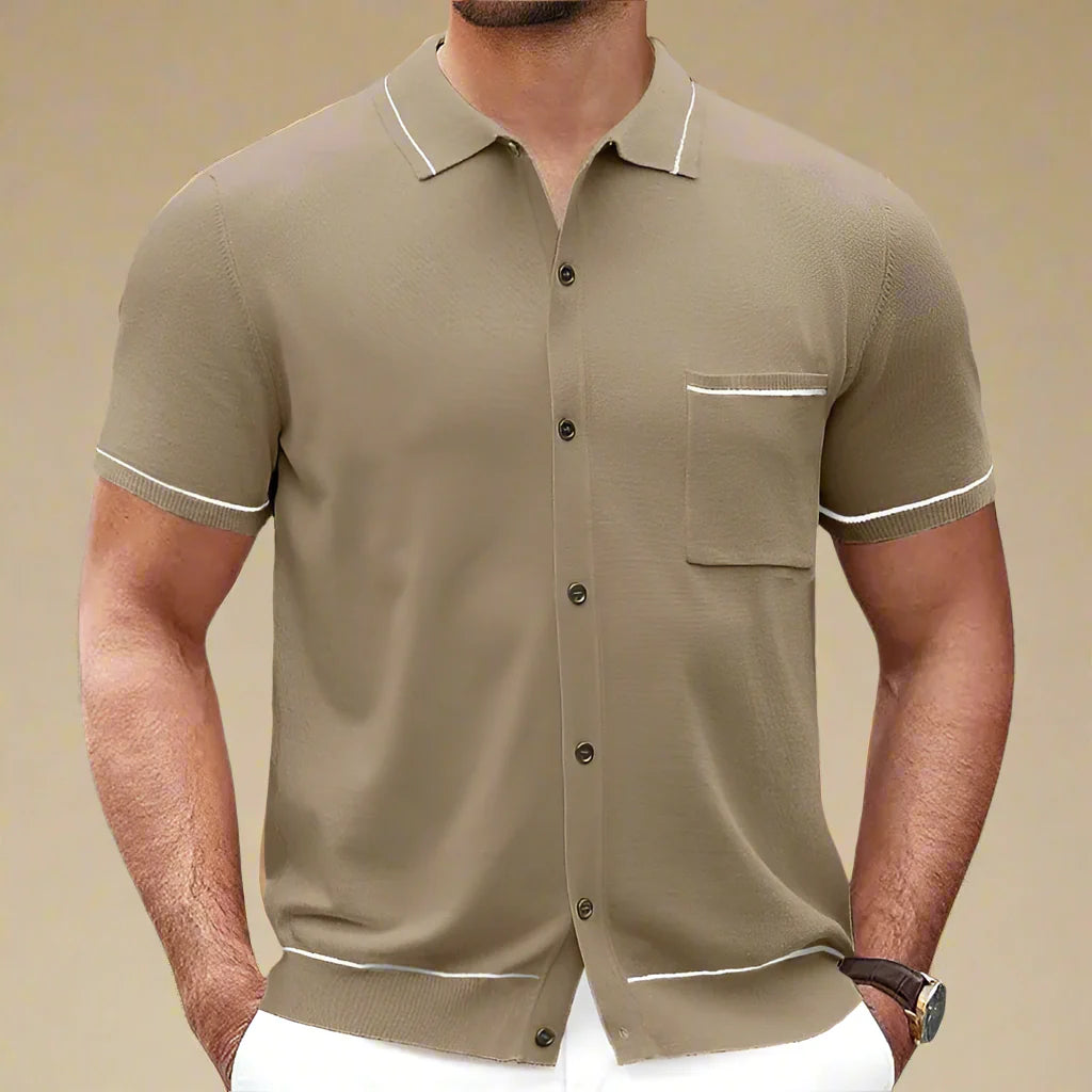Men's Casual Knitted Short Sleeve Shirt For Summer
