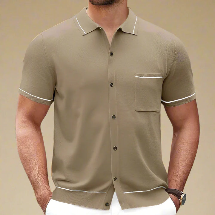 Men's Casual Knitted Short Sleeve Shirt For Summer