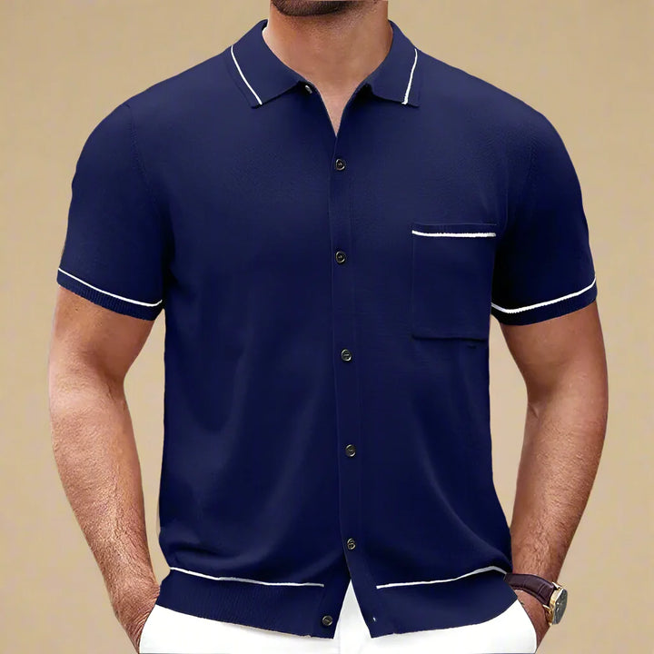 Men's Casual Knitted Short Sleeve Shirt For Summer