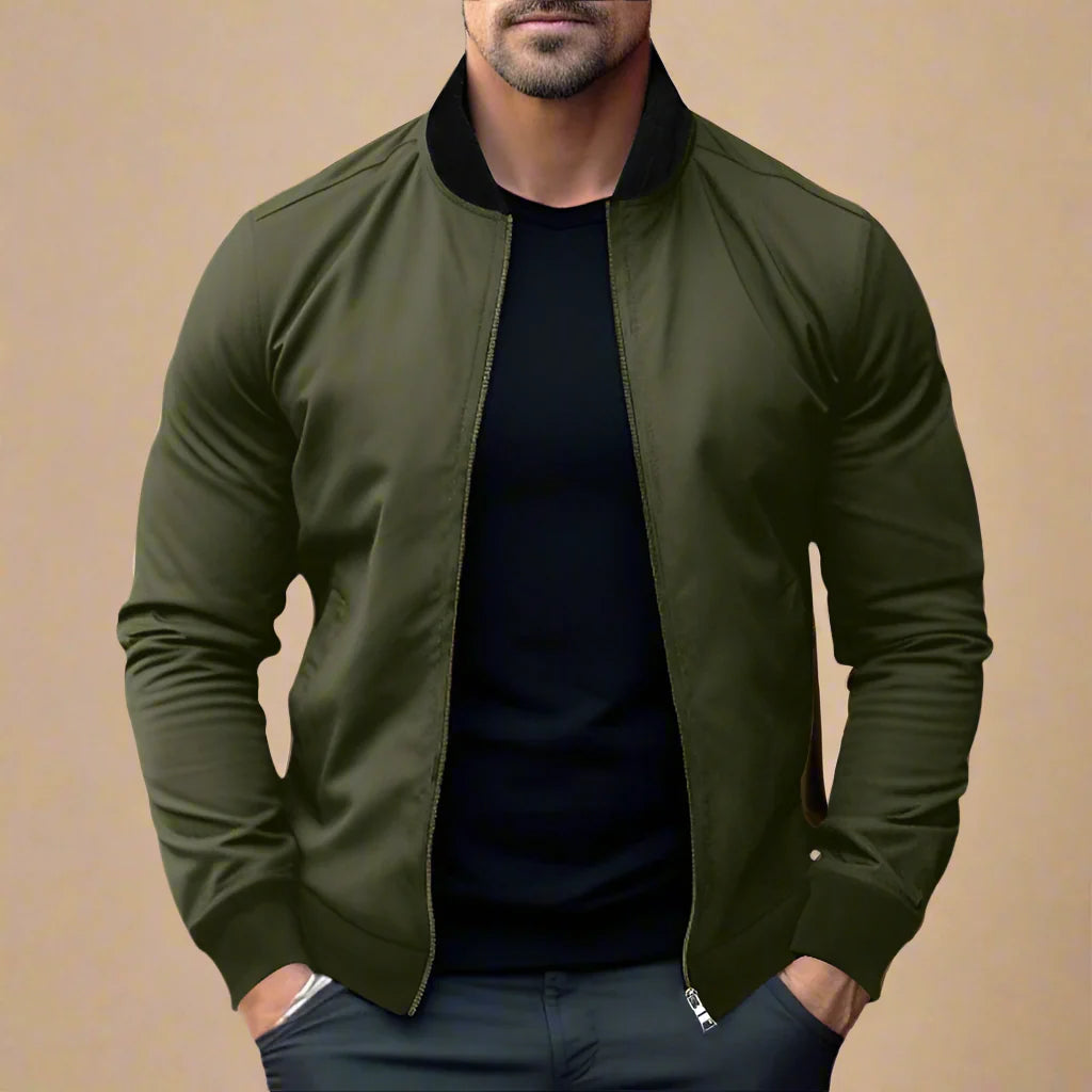 Men's Casual Mid-season Bomber Jacket With Zip