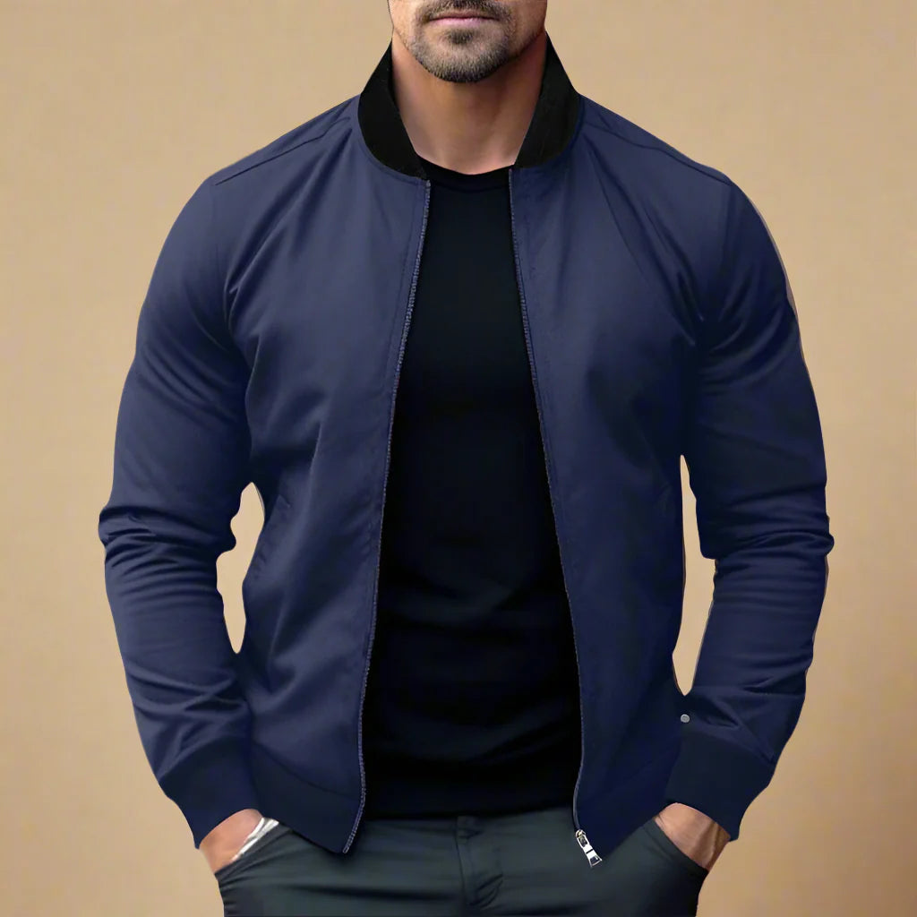 Men's Casual Mid-season Bomber Jacket With Zip