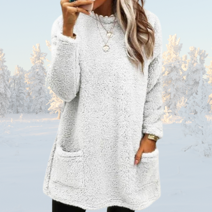 Women's Long Fleece Pullover - Cozy Winter Warm Hug for Ladies