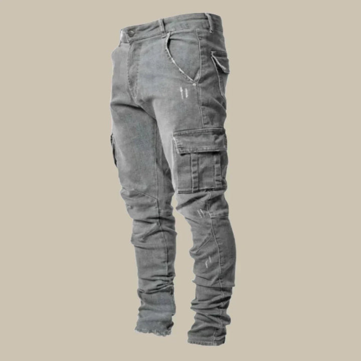 Men's Premium Casual Slim Fit Stretch Cargo Jeans with Multiple Pockets