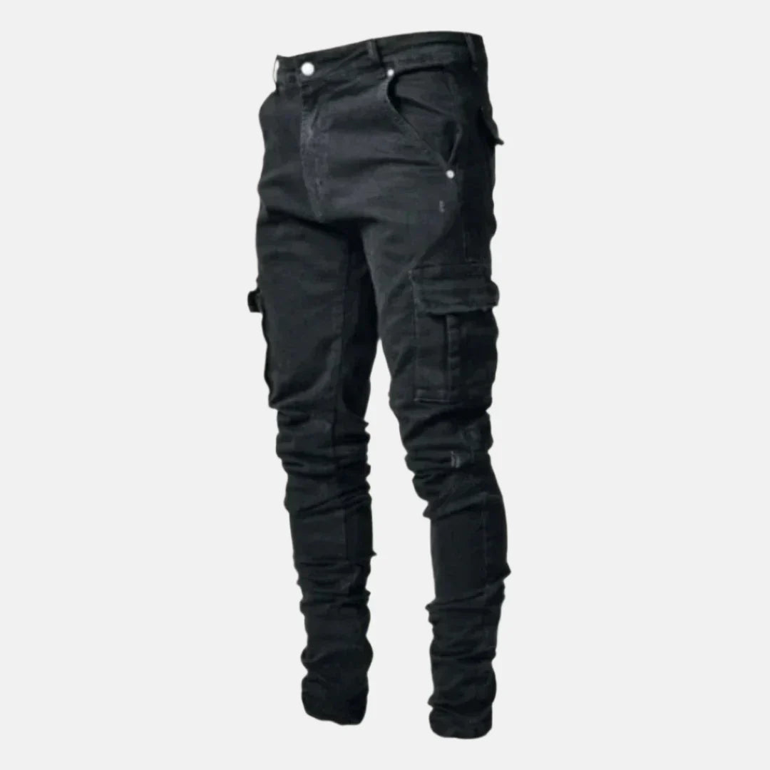 Men's Premium Casual Slim Fit Stretch Cargo Jeans with Multiple Pockets