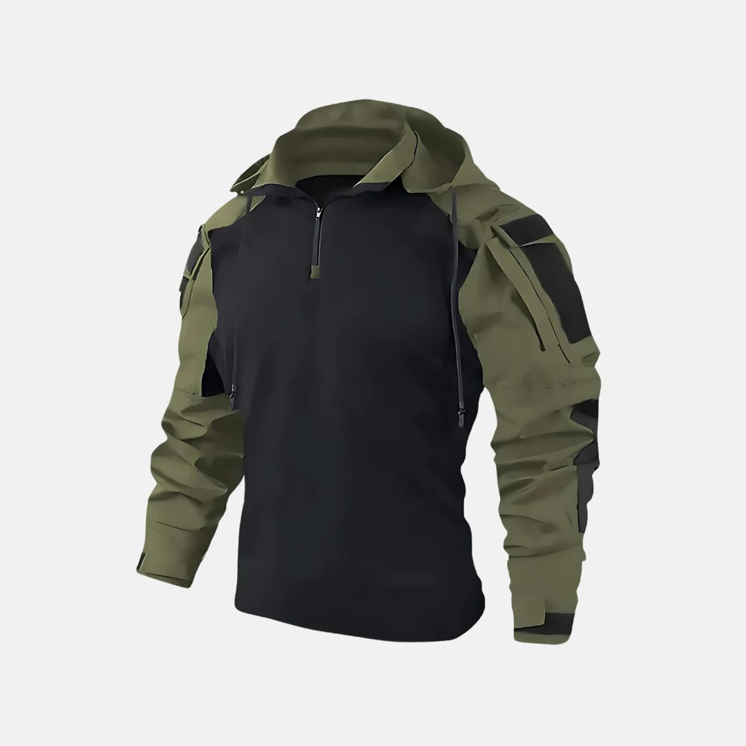 Men's Sporty Half Zip Hooded Jacket for Versatile Mid-Season Wear