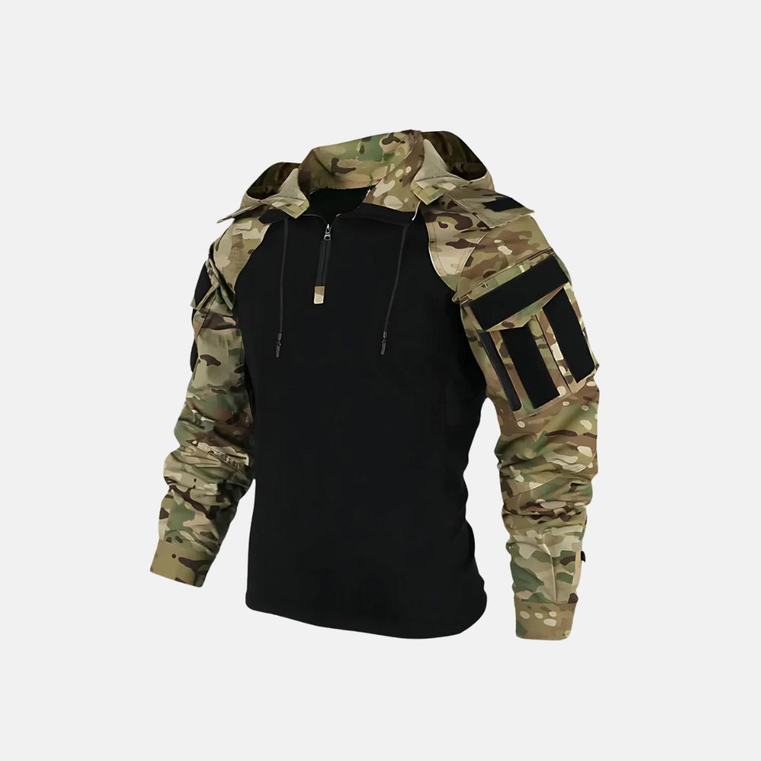 Men's Sporty Half Zip Hooded Jacket for Versatile Mid-Season Wear