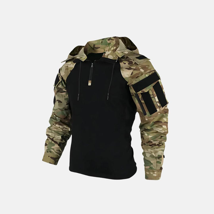 Men's Sporty Half Zip Hooded Jacket for Versatile Mid-Season Wear