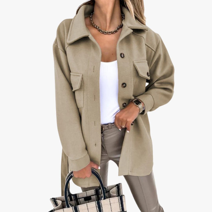 Women's Oversized Warm Shacket Shirt Jacket - for Autumn Winter