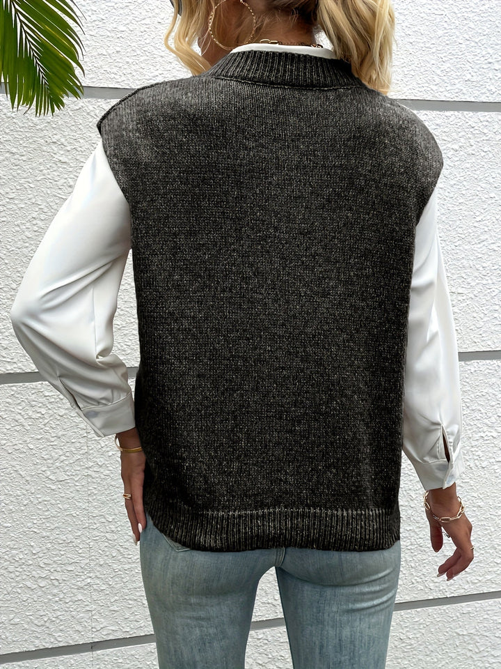 Naomi V-Neck Sleeveless Sweater | Luxurious Fall & Winter Knit for Women | Strictly - Winter Collection