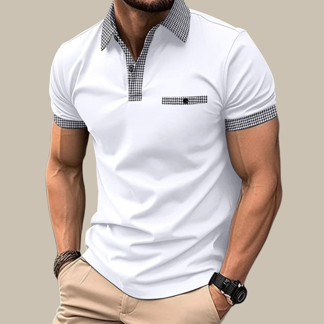 Valenzo Polo | Casual basic polo with short sleeves and checkered collar