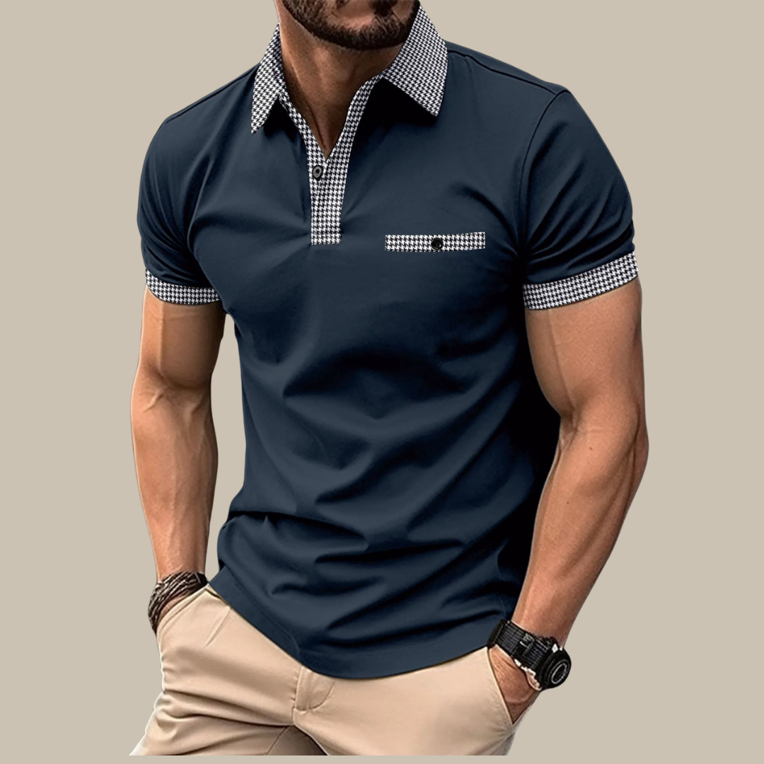 Valenzo Polo | Casual basic polo with short sleeves and checkered collar