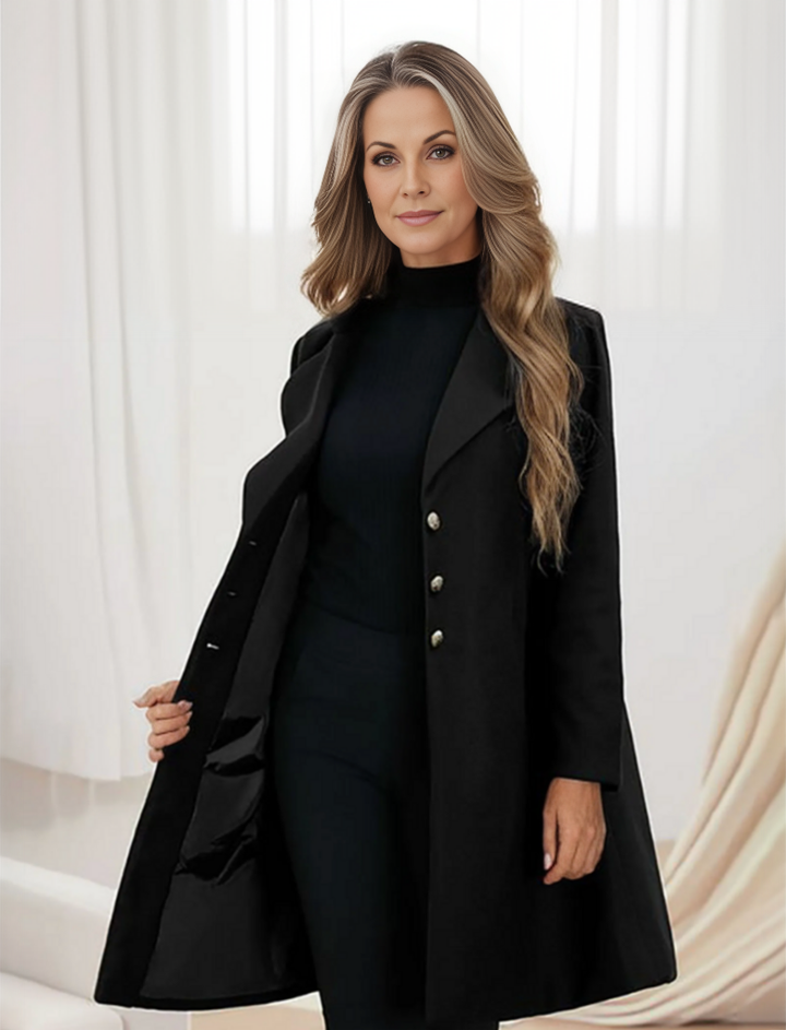 Elegant Women's Long Winter Coat with Buttons - Timeless Chic Outerwear
