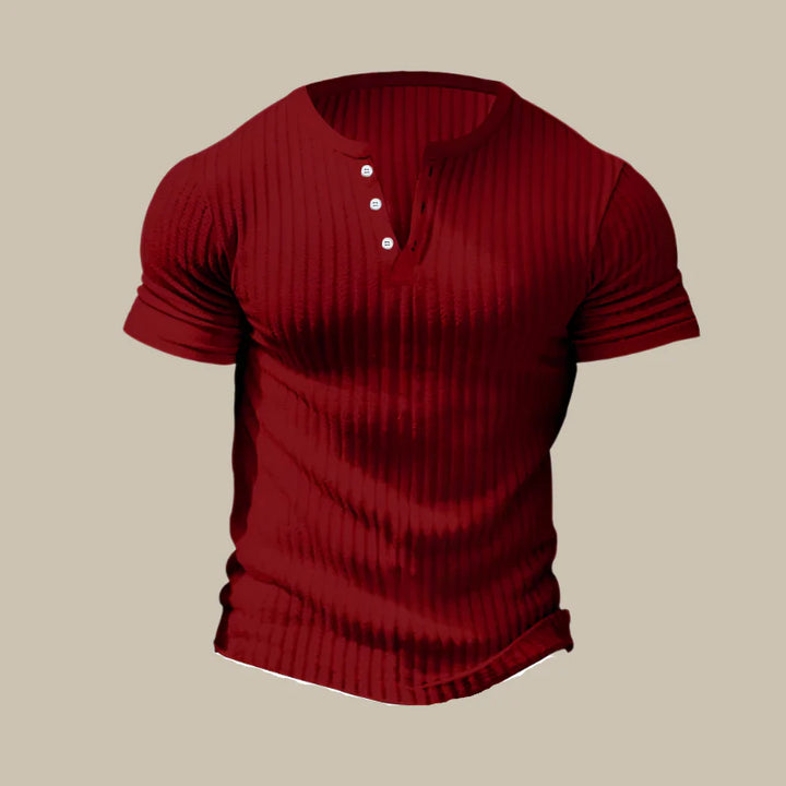 Men’s Casual Ribbed Henley T-shirt For Summer