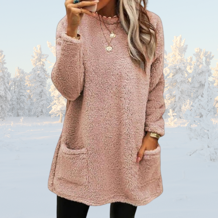 Women's Long Fleece Pullover - Cozy Winter Warm Hug for Ladies