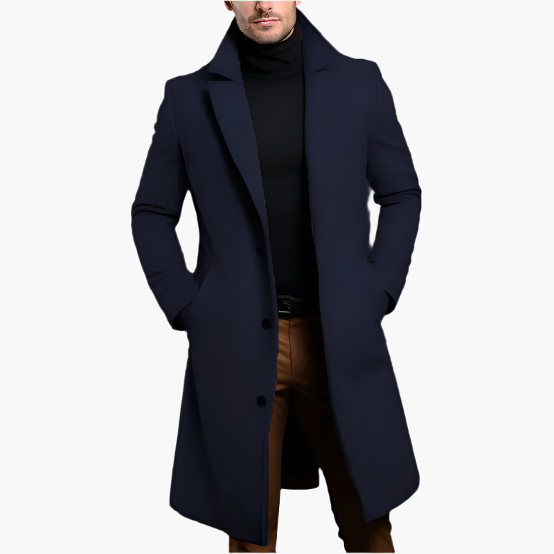 Men's Long Wool Coat – Waterproof Autumn Overcoat for Smart & Casual Wear