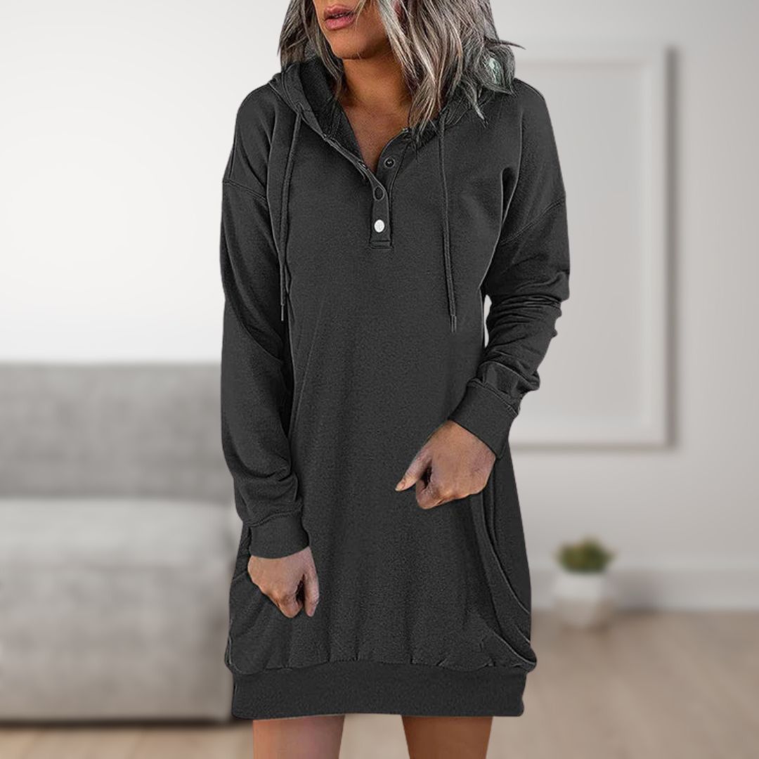 Cozy Fall/Winter Pullover Dress for Women - Lightweight Hoodie Dress