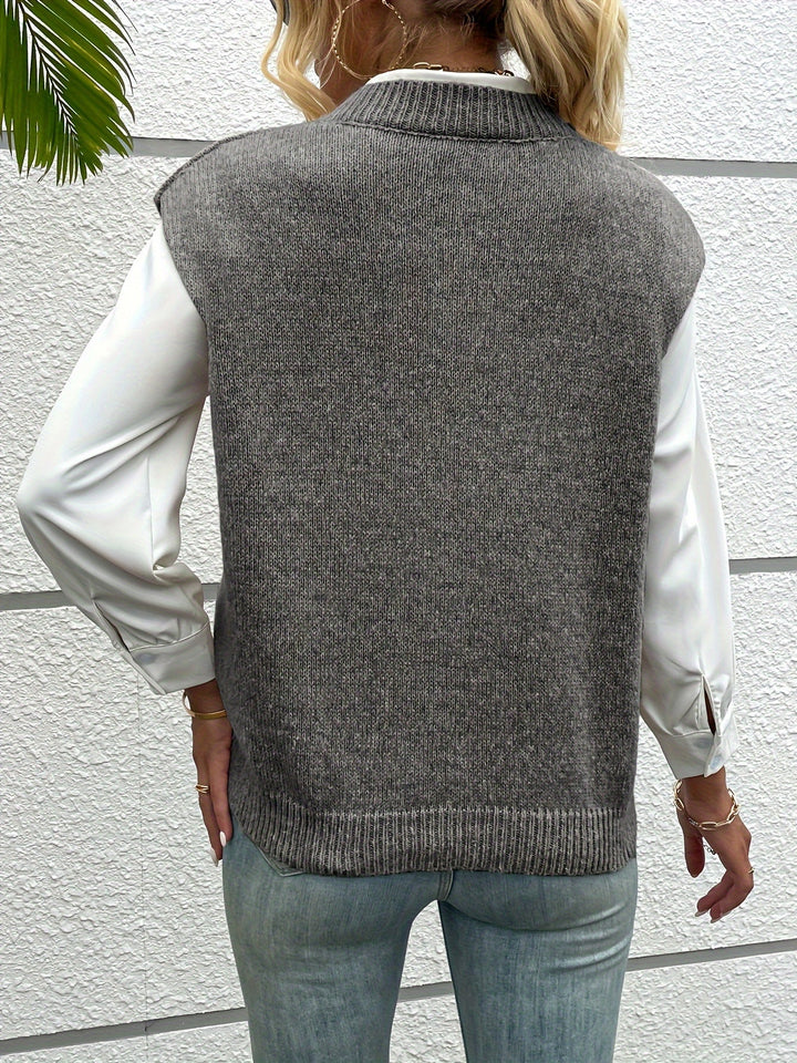 Naomi V-Neck Sleeveless Sweater | Luxurious Fall & Winter Knit for Women | Strictly - Winter Collection