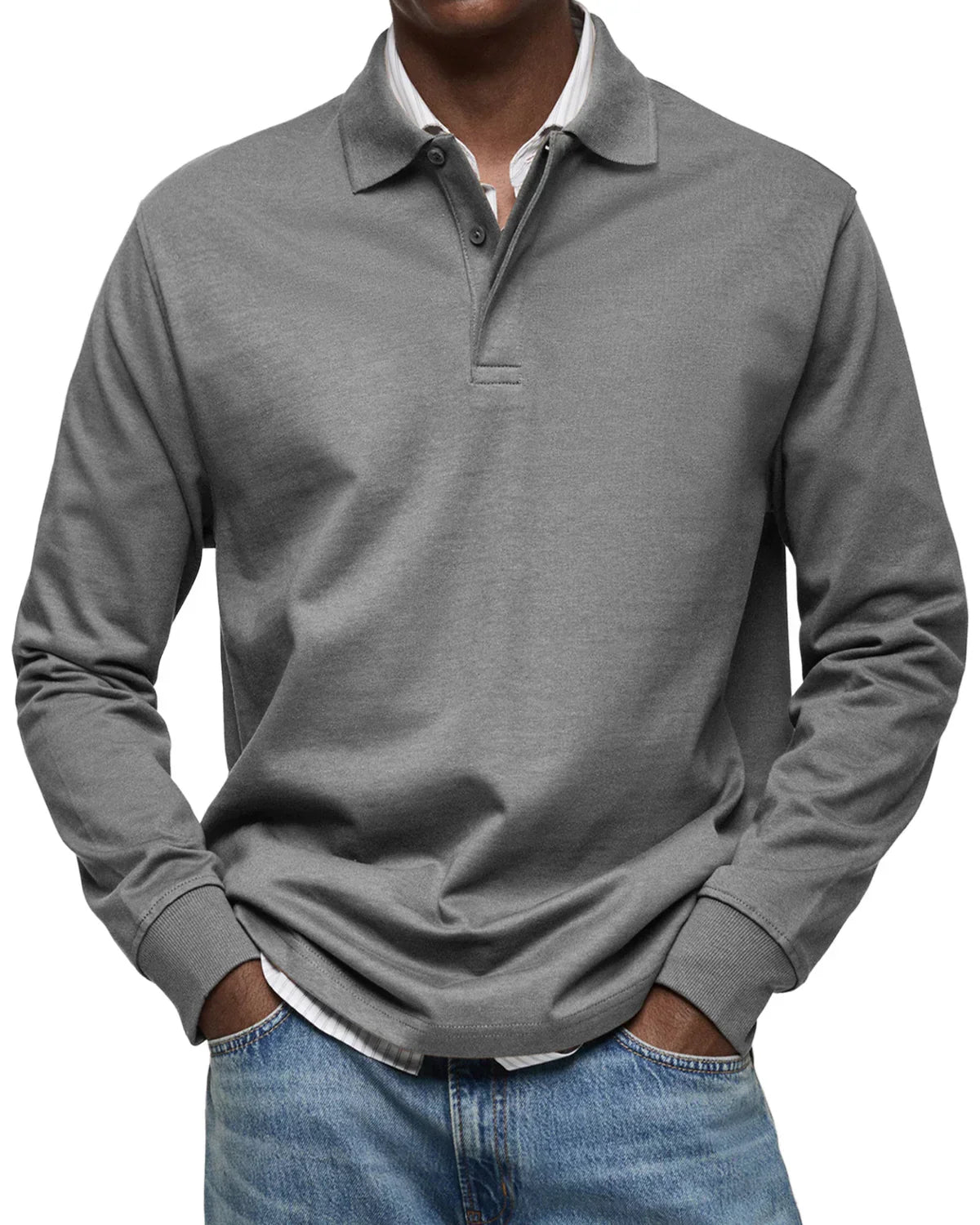 Men's Classic Long Sleeve Cotton Polo Shirt – Smart Casual Everyday Essential