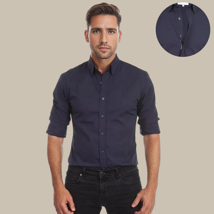 Men's Casual Shirts - Business Casual Wrinkle-Free Shirt with Zipper