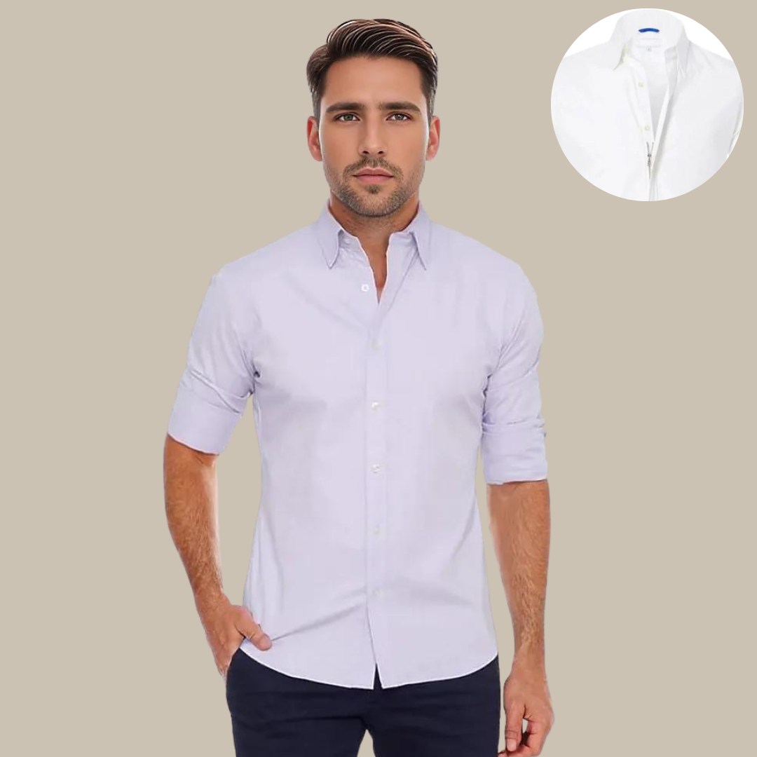 Men's Casual Shirts - Business Casual Wrinkle-Free Shirt with Zipper