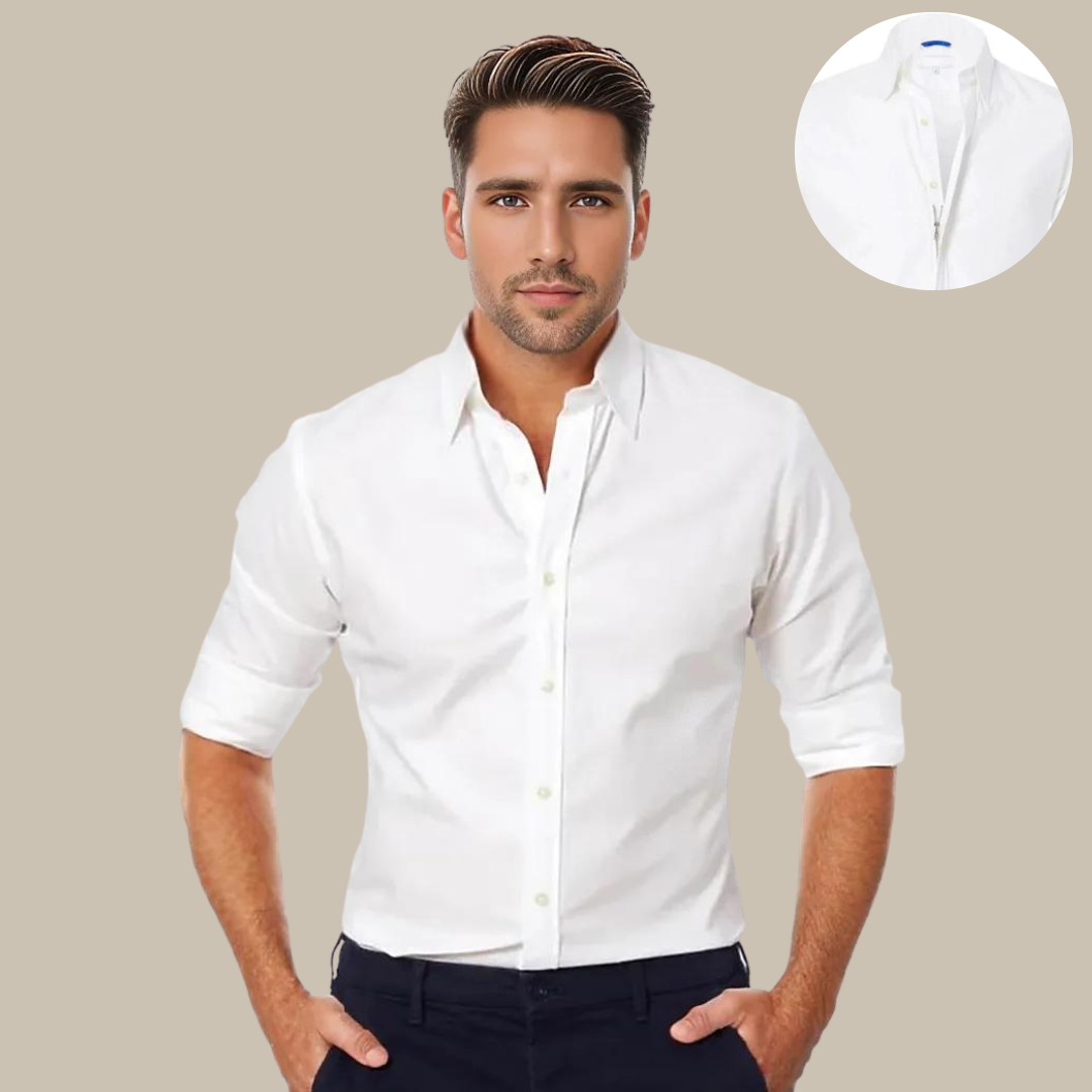 Men's Casual Shirts - Business Casual Wrinkle-Free Shirt with Zipper