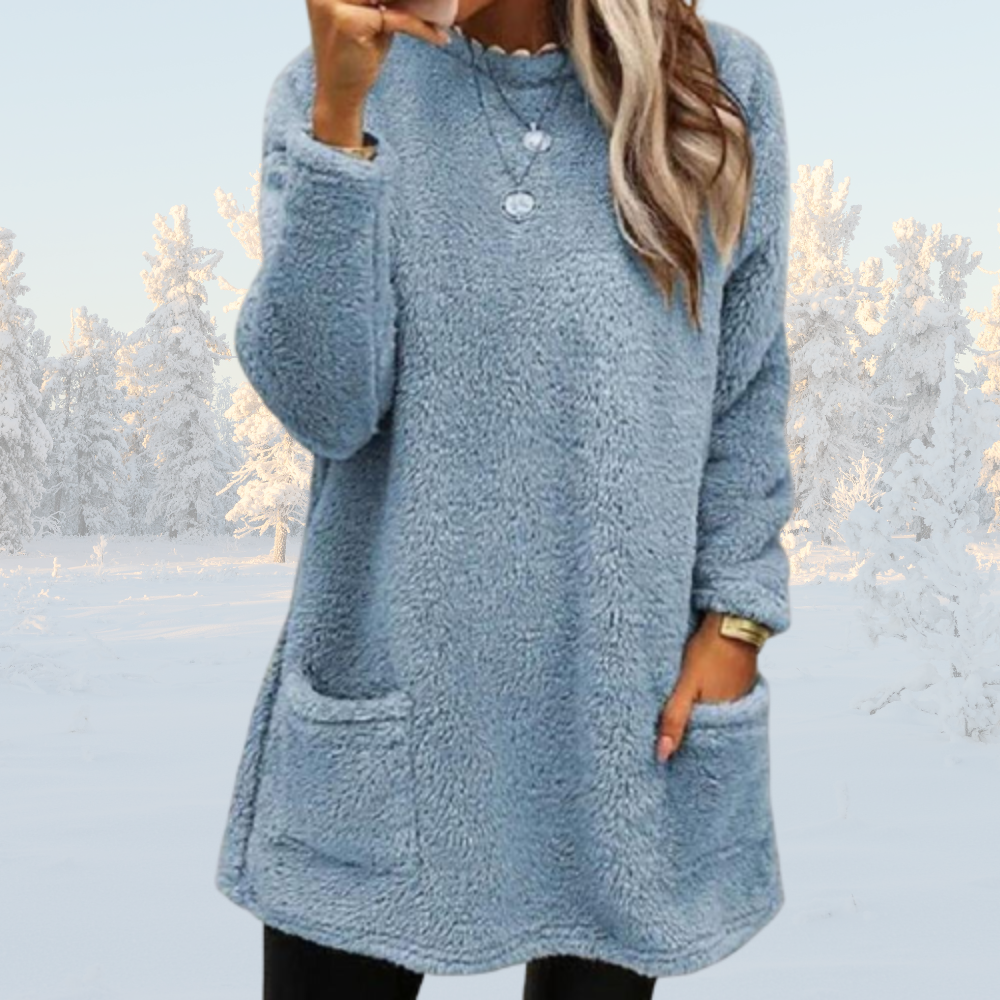 Women's Long Fleece Pullover - Cozy Winter Warm Hug for Ladies