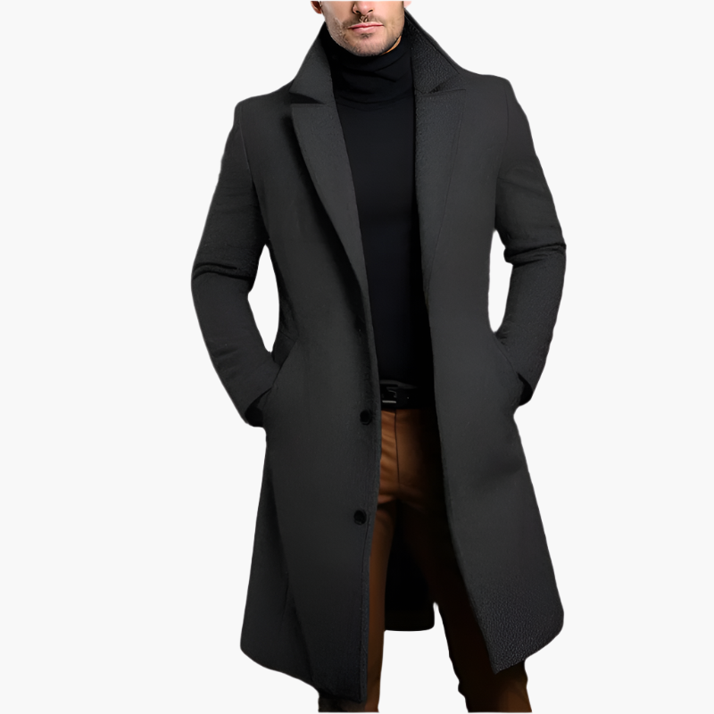 Men's Long Wool Coat – Waterproof Autumn Overcoat for Smart & Casual Wear
